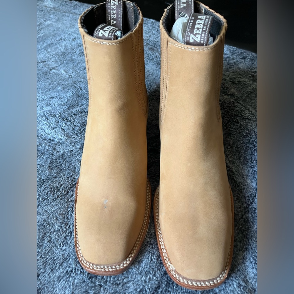 Preowned Tan Leather Men's Boots ZEBRA